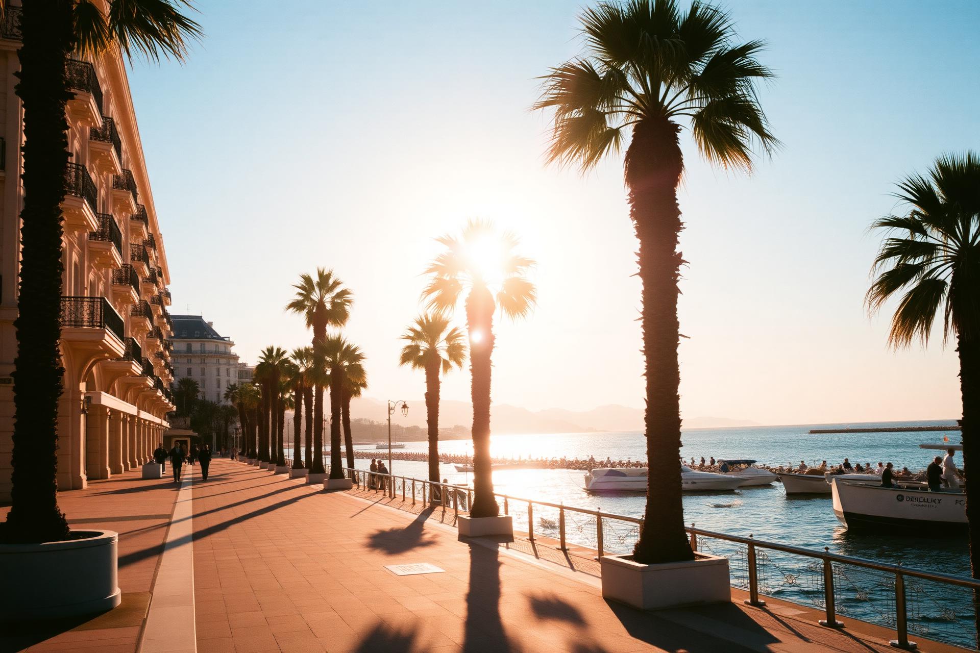 Cannes Croisette at golden hour